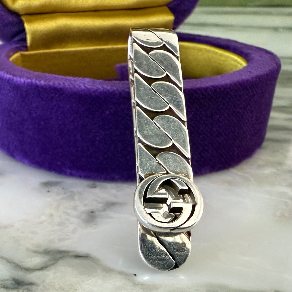 Gucci 678646 Money Clip Interlocking G Logo Silver NWT